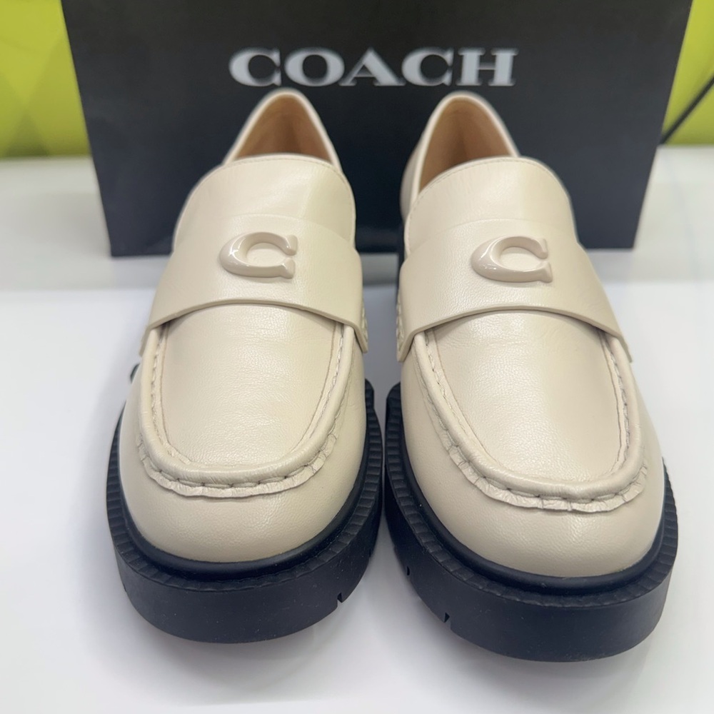 Coach Leah Platform Lug Sole Leather Loafers